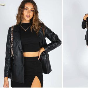 new Princess polly ELLEN black FAUX LEATHER BLAZER size s/m